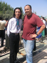 Arken Abdullah with David outside the Eid Gah Mosque