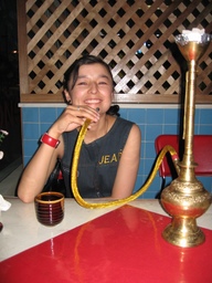 Shamsiya Samples a Hookah at Caspian