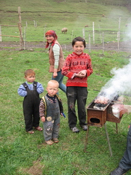 Kazakh Children outside our Yurt